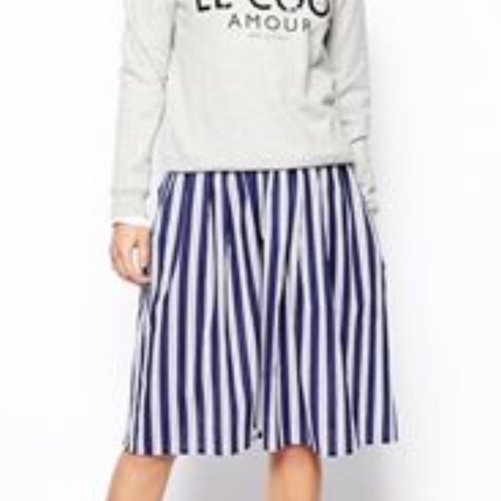 Great for spring/summer ASOS Navy and White Vertical Stripe Midi Skirt